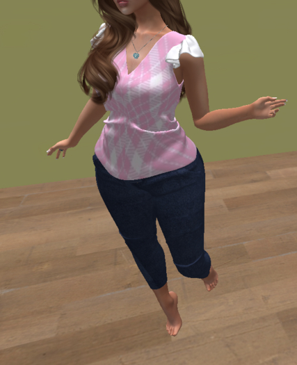 Lovemomma pink plaid frill shirt and jeans