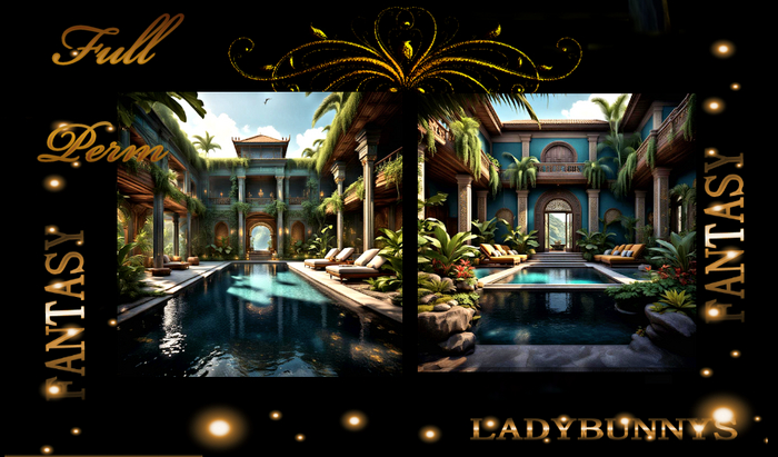 Fantasy Background Textures-Tropical Villa Backdrops Full Perm