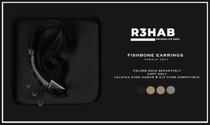 R3HAB- Fishbone Earrings- Rose