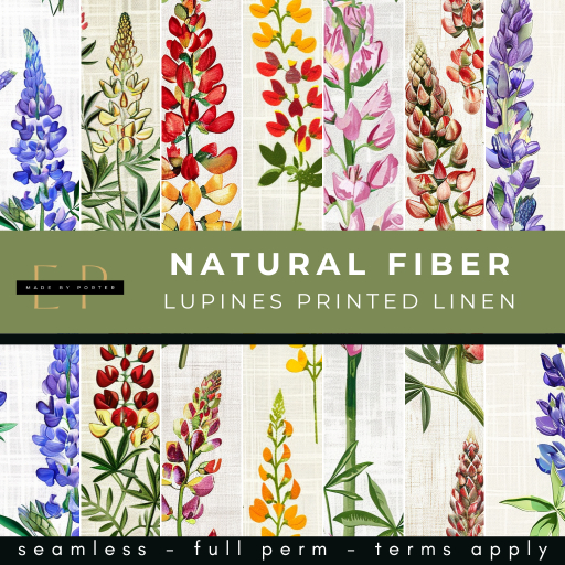 Made by Porter - Natural Fiber - Lupines print on Linen