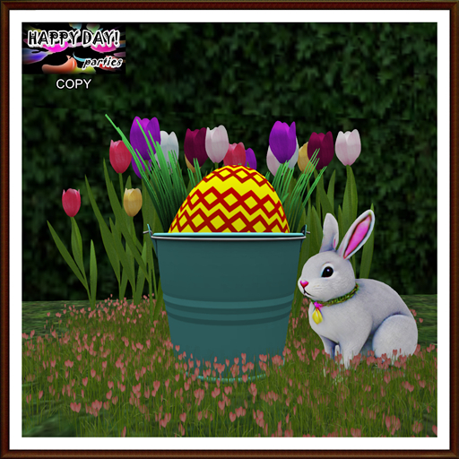 Easter - Tulips Bucket and Rabbit Decor