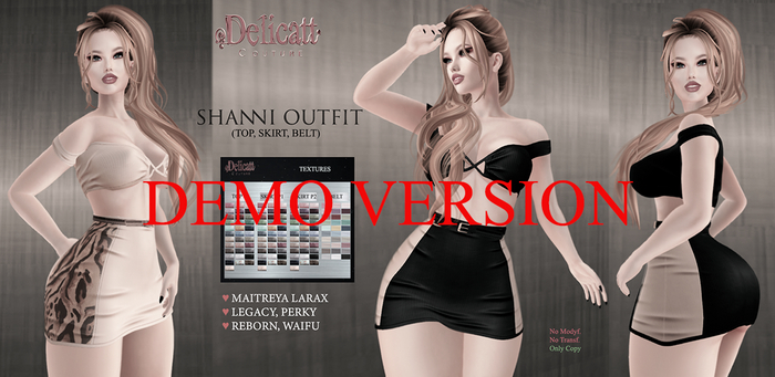 Delicatt couture - DEMO - Shanni Outfit (top, skirt, belt)