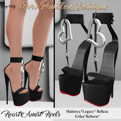DPB Hearts Amist Heels - Black *Maitreya, Belleza, Legacy, Erika & Reborn*