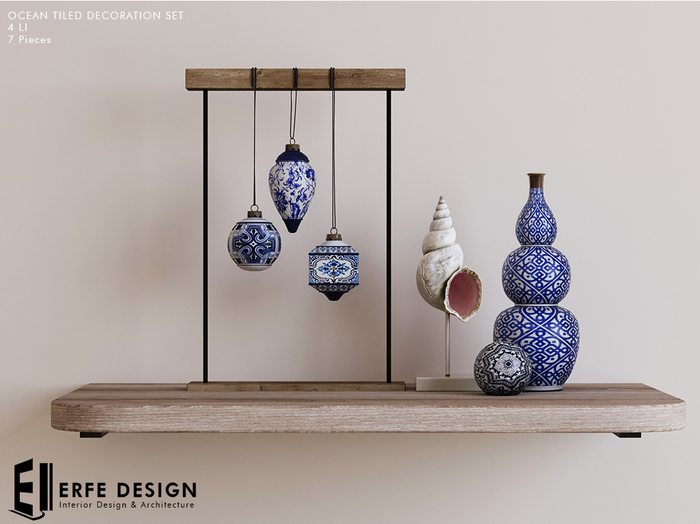 Ocean Tiled decoration set 4 LI [Erfe Design]  *