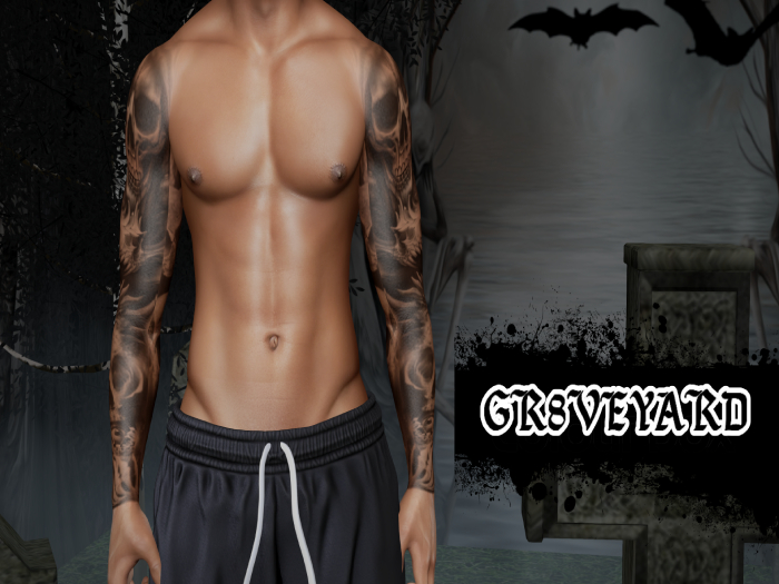 GR8VEYARD Withering Skulls Sleeves Tattoo