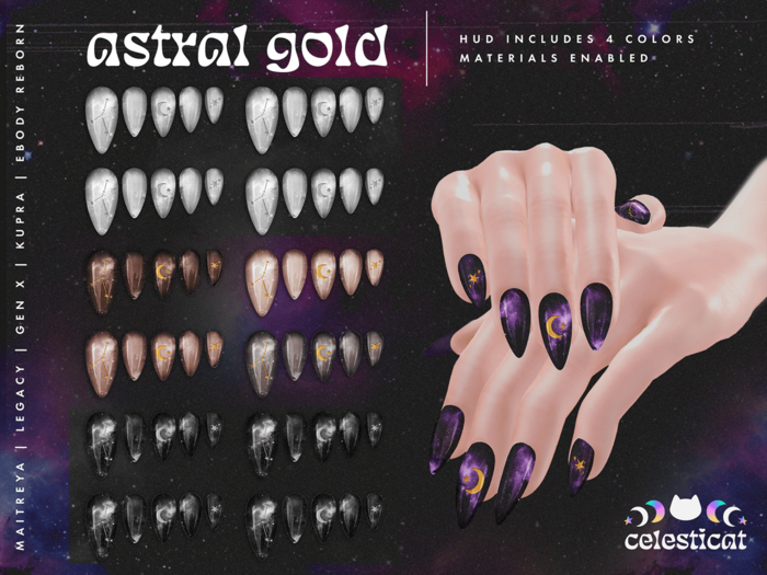 [Celesticat] Astral Gold Nails - Neutrals