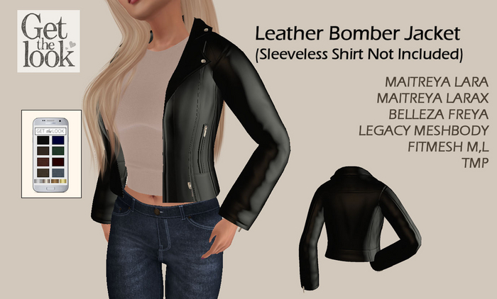 < PROMO 50% OFF> LEATHER JACKET FAT PACK FOR MAITREYA,LARA, LARAX, BELLEZA FREYA ,FITMESH, LEGACY MESHBODY CLASSIC