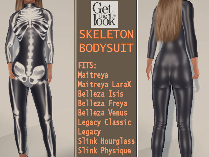 MESH SKELETON X-RAY BODYSUIT CATSUIT COMPLETE OUTFIT FOR MAITREYA LARA AND LARAX BELLEZA FREE LEGACY CLASSIC SLINK