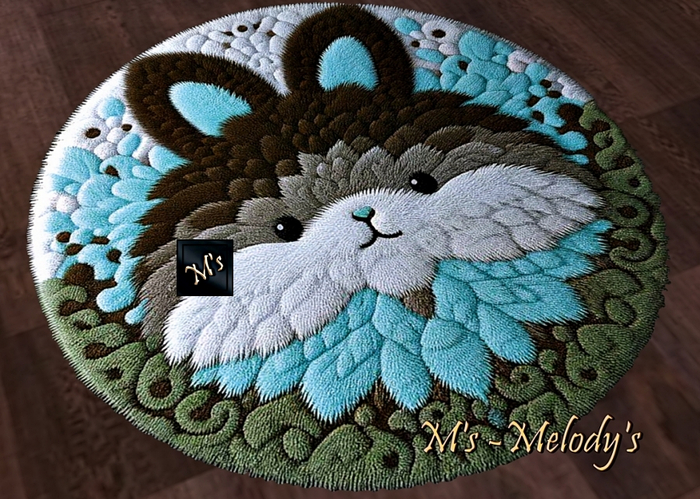 M's - Rug/carpet/ - Round - BlueGrayGreen - "Philip"