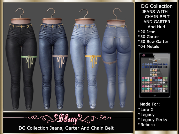 Second Life Marketplace - *BSASSY* DG COLLECTION JEANS/BELT/GARTER WITH HUD