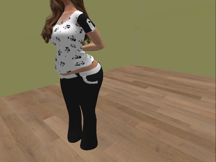 One In A Melon panda snap tee and flare pants