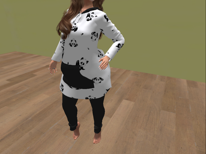 One in Amelon Panda hoodie and leggings