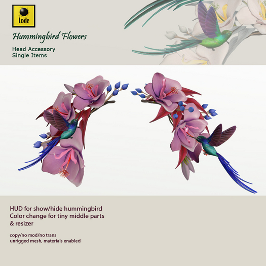 *LODE* Head Accessory - Hummingbird Flower [purple]