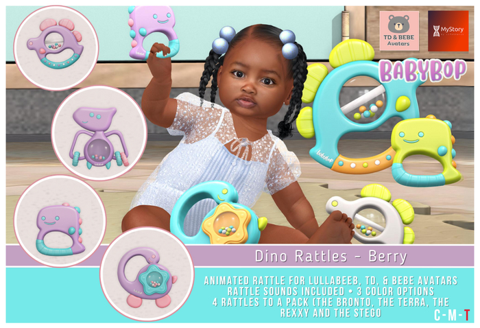 .:bb:. Dino Rattles - Berry - 4pack
