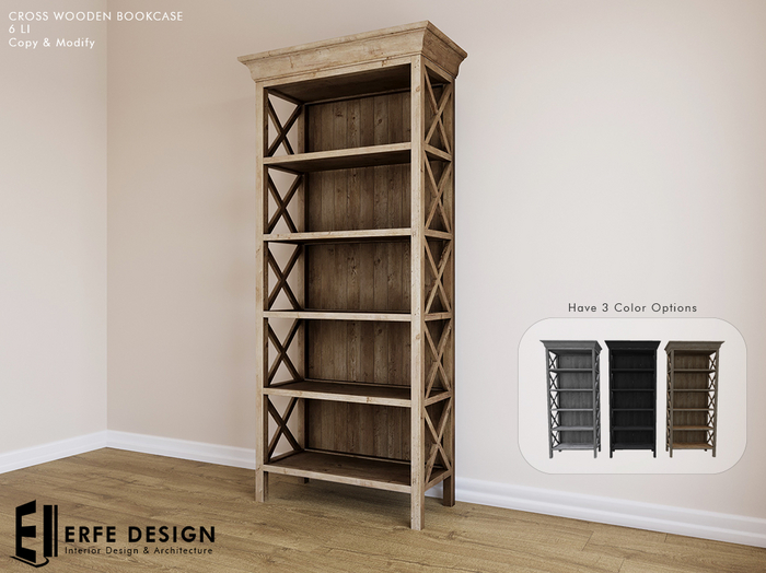Cross Wooden Bookcase 3 Colored [Erfe Design] PACK