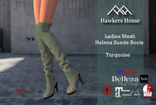 *HH* Ladies Mesh Helena Suede Boots Turquoise