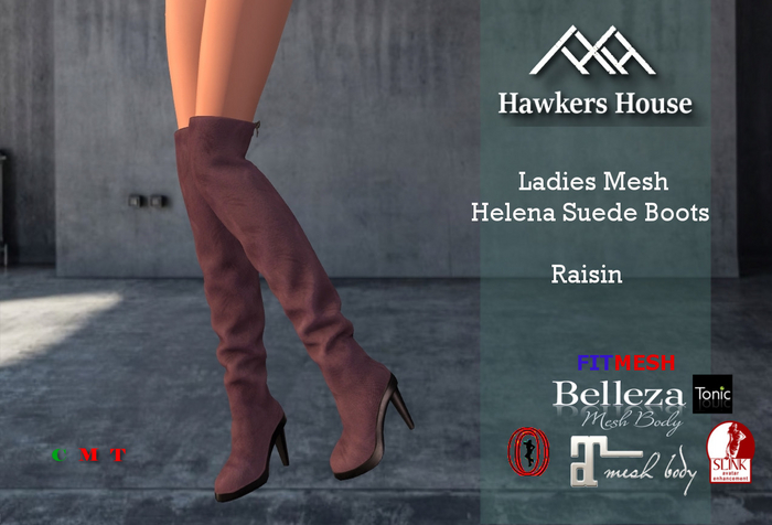 *HH* Ladies Mesh Helena Suede Boots Raisin