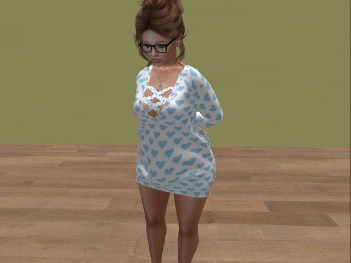One in a melon blue hearts dress