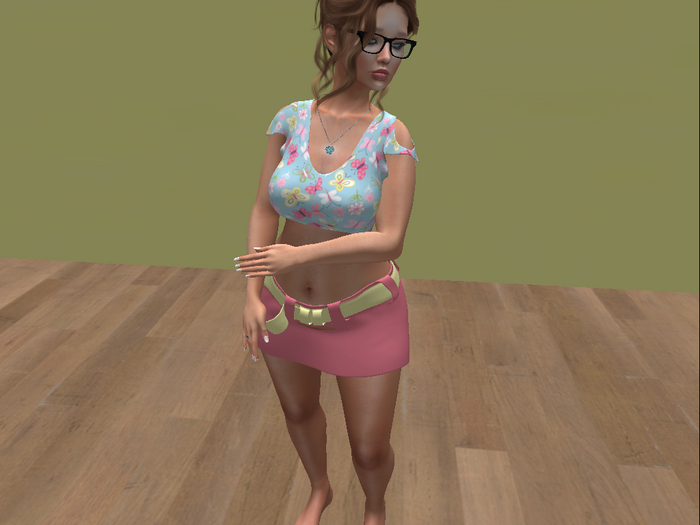 One ina melon butterfly crop tee and skirt
