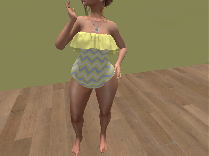 One ina melon blue yellow chevron swimsuit