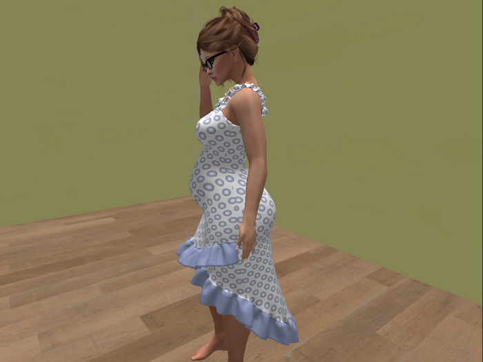 One in a melon blue circle frill tank dress