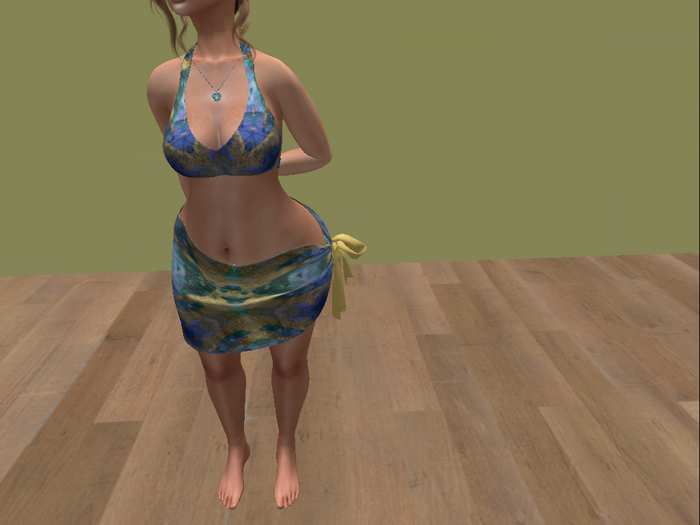 One in a melon blue gold splash bikini
