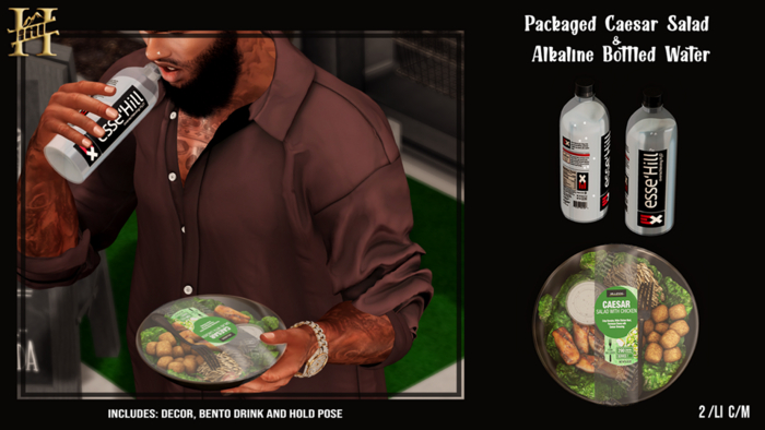 Chef Hill. Caesar Salad & Alkaline Bottled Water