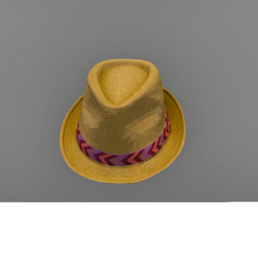 Yellow Fedora Hat with Purple Ribbon