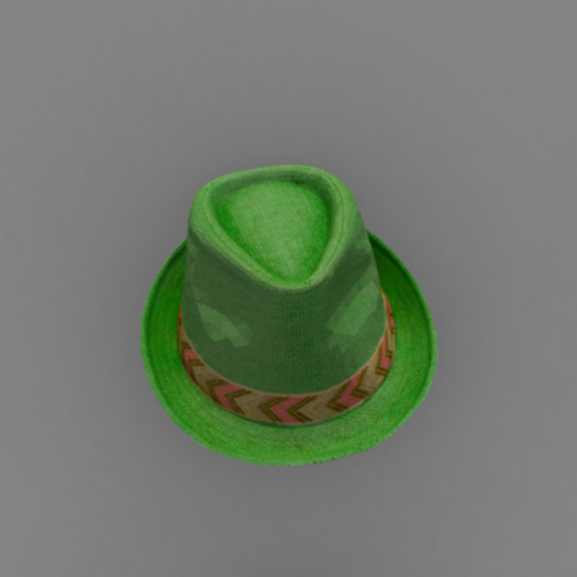 Green Fedora Hat with Yellow Ribbon