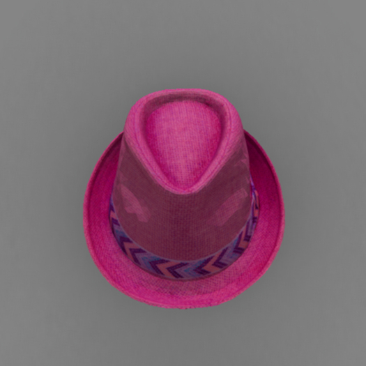 Magenta Fedora-Hut mit Farbband in Magenta und Lila