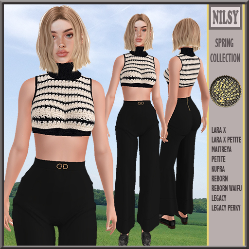 MARINE TOP&FLARED PANTS