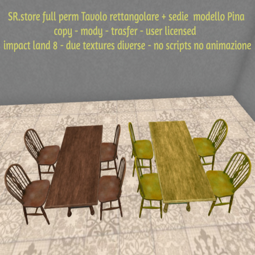 SR.store full perm Rectangular table + Pina model chairs