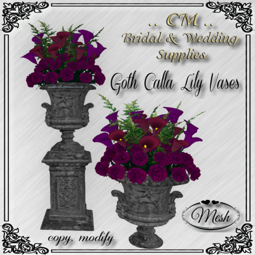 CM..Goth Calla LIly Vase Set - Purple