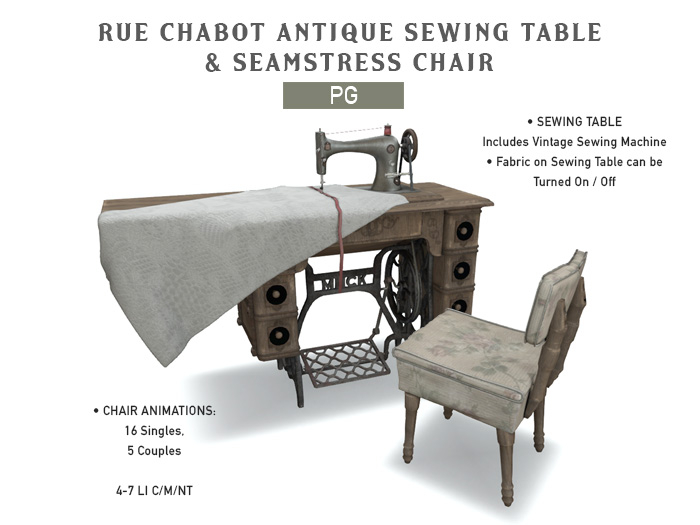 Muniick (PG) Rue Chabot Sewing Table & Chair Combo