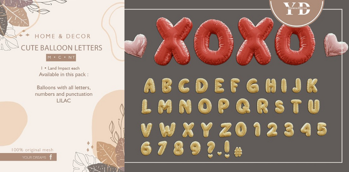 {YD} Cute Balloon Letters - Lilac