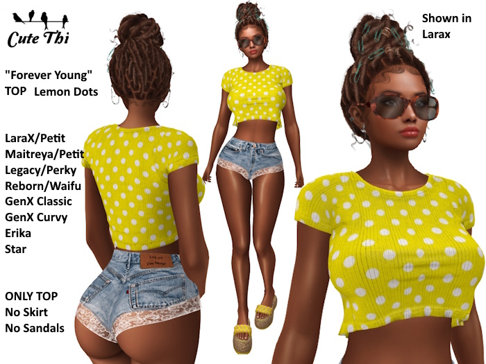 [CT] Forever Young Top - Lemon - LaraX, Maitreya, Petit, Legacy, Perky, Genx Classic/Curvy, Reborn, Waifu, Star, Erika