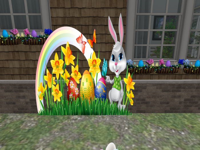 Easter bunny rainbow yard decoration