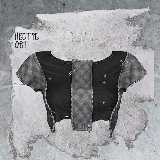 +WORN+ Hectic Top PLAID GREY