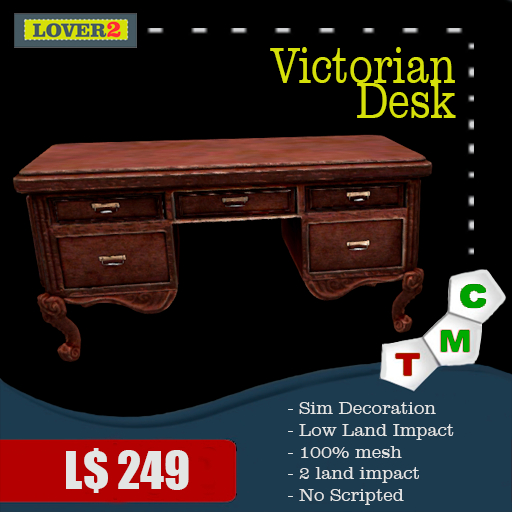 {LOVER2} - Victorian Desk Antique Furniture