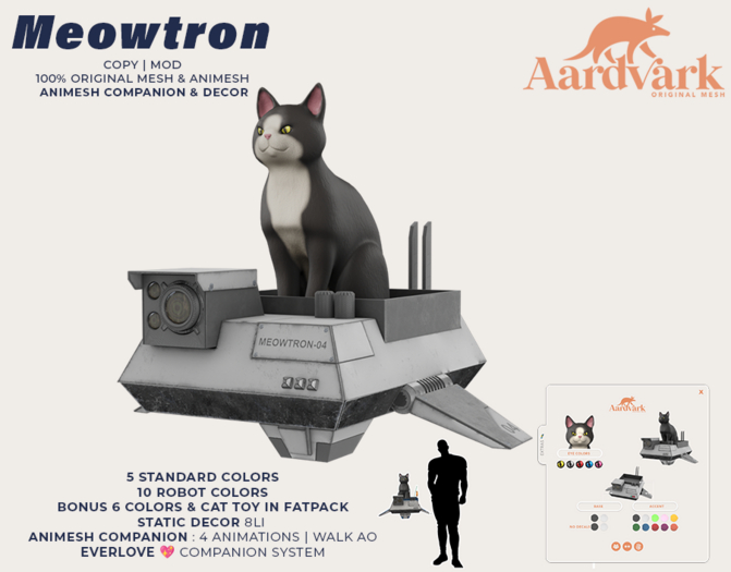Aardvark : Meowtron Companion  -  Tuxedo 