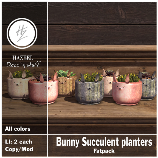 .::Hazeel::. Bunny Succulent Planter - Fatpack