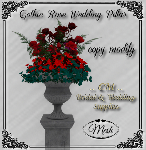 CM..Gothic Rose Wedding Pillar Red