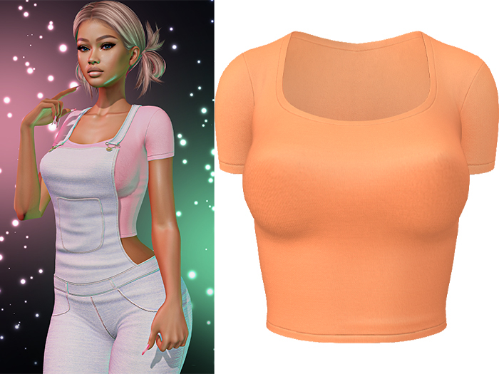 Aubrey Tee Shirt 2.0 [Orange] - Maitreya Lara • LaraX • Petite • PetiteX • Legacy • Reborn
