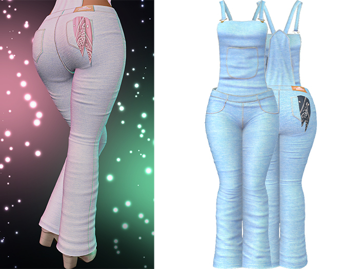 Aubrey Overalls 2.0 [Denim Sky Blue] - Maitreya Lara • LaraX • Petite • PetiteX • Legacy • Reborn Clothing