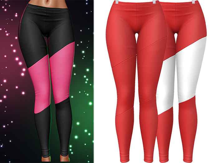 Liv Asymmetrical Leggings 2.0 [Ruby] - Maitreya Lara • LaraX • Petite • PetiteX • Legacy • Reborn Clothing