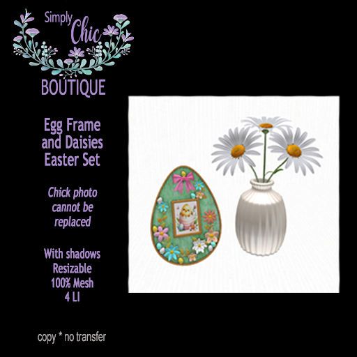 Easter Egg Frame and Daisies Set