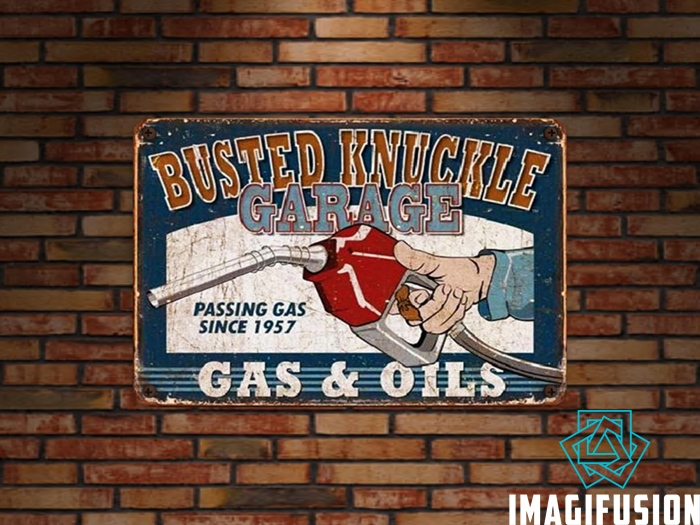 *Vintage Metal Sign - Busted Knuckle*