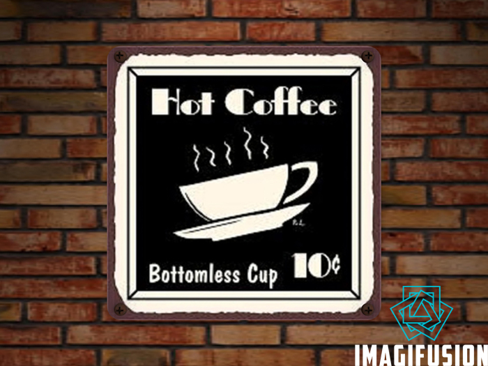 *Vintage Metal Sign - Hot Coffee*