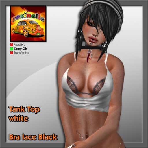 Coxi - Tank Top white & sexy bra black
