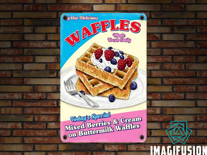 *Vintage Metal Sign - Waffles*